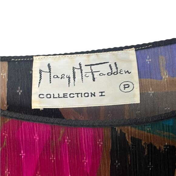 Vintage Mary McFadden Iconic Caftan Dress Small Floral Jacquard Kimono Sleeve - Picture 7 of 12